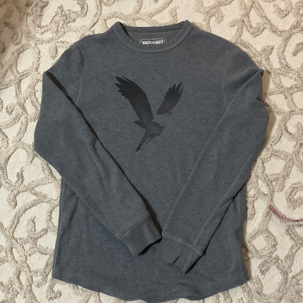 American Eagle Charcoal thermal Knit Top Men’s XS